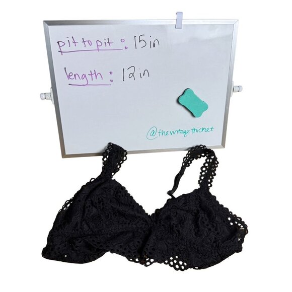 Aerie Black Lace Bralette Size XL Adjustable Straps Minimalist Goth Stretch - Picture 6 of 10